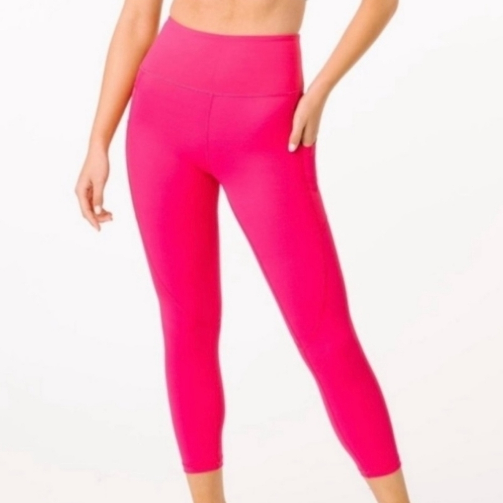 ZYIA Active Hot Pink Light n Tight High Rise Capris Leggings 2